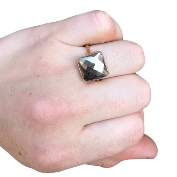 Pyrite faceted gold plated Ring - Picture 2 of 10